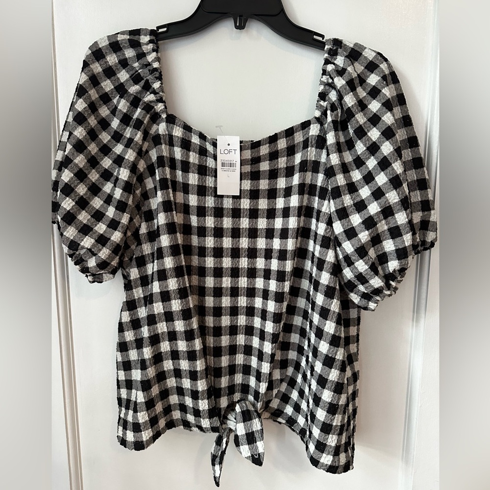 Loft gingham front tie top